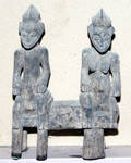 011598 CARVED WOOD DOUBLE FIGURE FEMALE AND MALE H 1