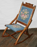 122491 EASTLAKE CARVED WALNUT FOLDING ROCKING CHAIR