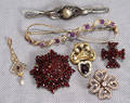 2553 VICTORIAN GARNET AND PEARL BROOCHES ANTIQUE SEV