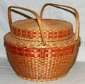 1581 NATIVE AMERICAN BLACK ASH PICNIC BASKET GREAT LA