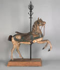 Carved and painted early prancer carousel horse by Gustav Dentzel Philadelphia circa 1905