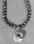 22521 GREY BAROQUE PEARL NECKLACE WITH MOTHER OF PEARL