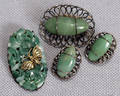 22495 JADE PAIR OF EARRINGS AND TWO BROOCHES