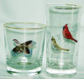 020609 GLASSES WITH BIRD MOTIF 5 ROCK GLASSES 5 HIGH