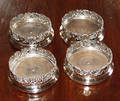 011652 GRAPE DESIGN SILVER PLATE AND WOOD COASTERS FO