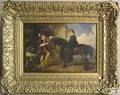 Continental oil on board courting scene