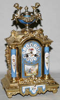 22006 FRENCH SEVRES PORCELAIN MANTLE CLOCK WITH GILT M