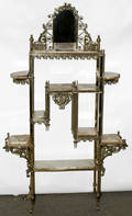 021035 VICTORIAN BRASS  MARBLE TENSHELF TAGRE