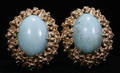 021046 18KT GOLD  IRANIAN TURQUOISE CABOCHON EARRINGS