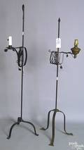 Two wrought iron floor lamps