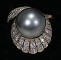 020041 14 KT YELLOW GOLD DIAMOND  TAHITIAN PEARL RI