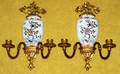011018 CHINESE PORCELAIN  BRONZE SCONCES 19TH CENTUR