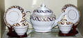 011009 LOWESTOFF PORCELAIN TEAPOT HANDLELESS CUPS 
