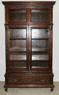 011039 AMERICAN WALNUT  BURLED WALNUT BOOKCASE LATE