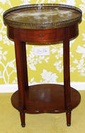 011034 FRENCH MAHOGANY TABLE WITH MARBLE TOP CIRCA 19