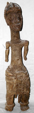 010037 AFRICAN CARVED WOOD FIGURE H 38