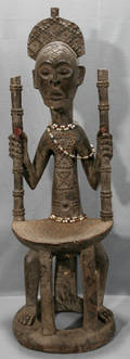 010033 CHOKWE WOOD AND BEADED SCULPTURE H 46