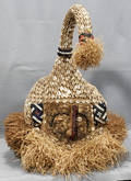 010027 AFRICAN STRAW SHELL  BEAD KUBA INBOI MASK H