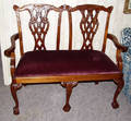0060 CHIPPENDALE STYLE MAHOGANY DOUBLE CHAIRBACK SETT