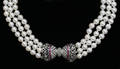 0036 THREE STRAND 14KT WHITE GOLD DIAMOND AND RUBY C