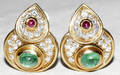 061068 BULGARI GOLD EMERALD DIAMOND  RUBY EARRINGS