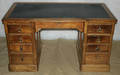 071114 VICTORIAN WALNUT KNEE HOLE DESK W LEATHER TOP