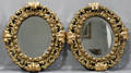 031116 CARVED WOOD  GESSO OVAL MIRRORS PAIR