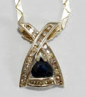 071136 GOLD CHAMPAGNE DIAMOND  SAPPHIRE NECKLACE