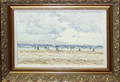042072 FOUQUET OIL ON CANVAS BEACH SCENE