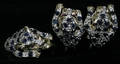 040078 14 KT GOLD EARRINGS AND RING SAPPHIRE 3 PCS