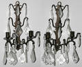031166 FRENCH IRON  CRYSTAL TWOLIGHT SCONCES PAIR