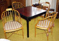 031160 BAKER WOOD GAMES TABLE  4 BAKER CLUB CHAIRS