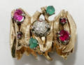 081125 EMERALD DIAMOND RUBY  GOLD RING