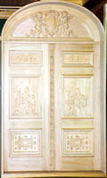 072065 HAND CARVED SOLID OAK ARCHED DOUBLE DOORS
