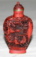 071162 CHINESE CINNABAR SNUFF BOTTLES  STOPPERS