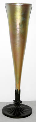 061171 FAVRILE STYLE GLASS  BRONZE VASE