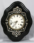 041123 FRENCH BLACK EBONY  MOTHEROFPEARL WALL CLOCK