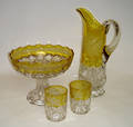 062100 AMBERINA GLASS PITCHER CENTER BOWL  TUMBLERS