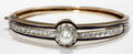 062094 GOLD PEARL  DIAMOND BANGLE BRACELET