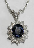 061210 GOLD SAPPHIRE  DIAMOND PENDANT