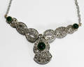 050095 GOLD STERLING SILVER DIAMOND EMERALD NECKLACE