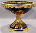 042141 ITALIAN COBALT CUT CRYSTAL  DORE BRONZE COMPOT