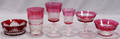 042136 CRANBERRY OVERLAY  HAND CUT CRYSTAL STEMWARE