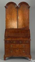 English Queen Anne burl walnut veneer secretary desk ca 1740