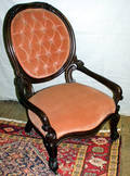040154 VICTORIAN STYLE MAHOGANY  VELVET PARLOR CHAIR