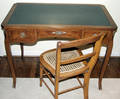 040151 FRENCH WALNUT LEATHER TOP DESK W CHAIR