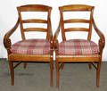 031236 COUNTRY FRENCH STYLE CHERRY FAUTEUILS PAIR