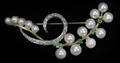 031230 DIAMOND PEARL  EMERALD PIN