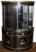030100 DREXEL ORIENTAL BLACK LACQUER CORNER CABINETS