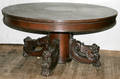081197 HAND CARVED ROUND OAK DINING ROOM TABLE